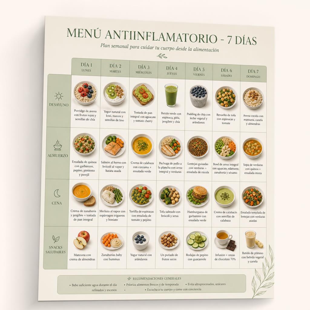 Menú antiinflamatorio de 7 días